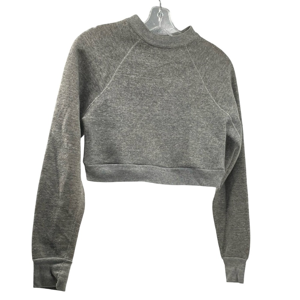 Culture Vintage Eureka Womens Sweatshirt Cropped Gray Cotton Small